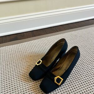 Yves Saint Laurent Black Heels with Gold Accent